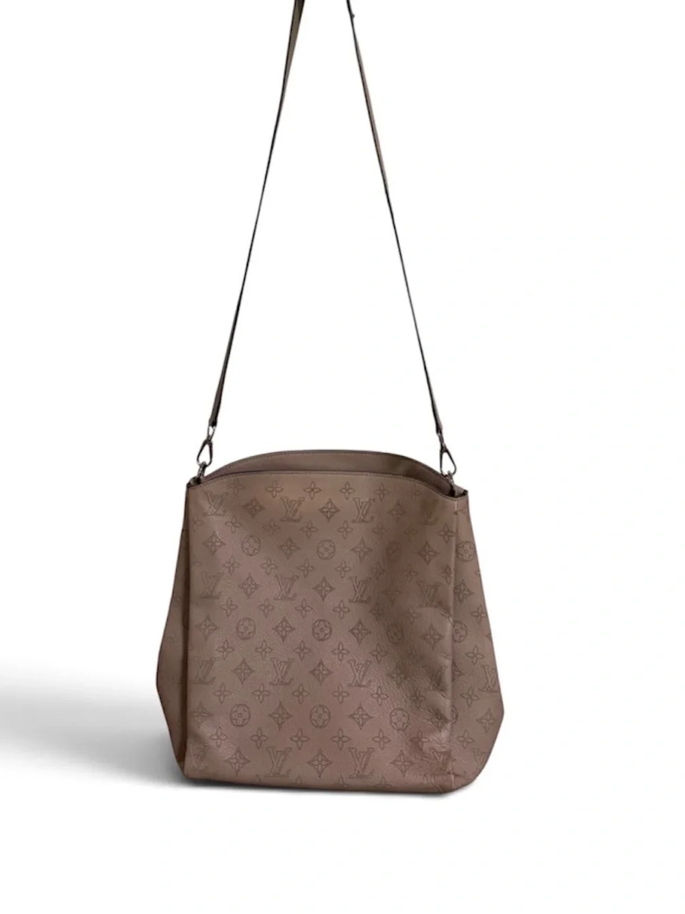 Louis Vuitton Mahina Perforated Leather Hobo Shoulder Bag Galet
